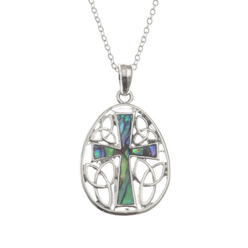 Paua Shell Celtic Cross Pendant - The Christian Gift Company