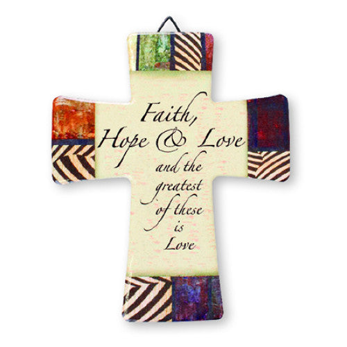 Porcelain Cross - Faith Hope Love - The Christian Gift Company