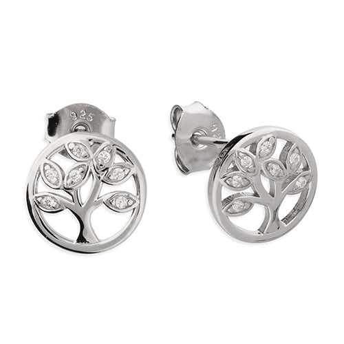 Round Tree Of Life Earrings With Cubic Zirconia - The Christian Gift Company