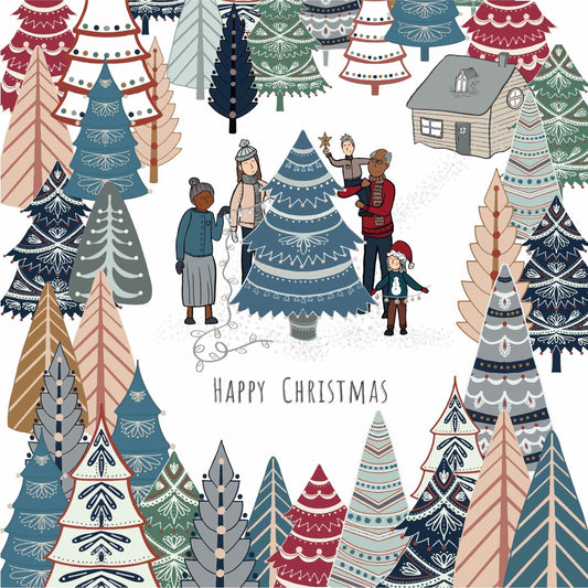 Happy Christmas Trees (pack of 10 Christmas cards)