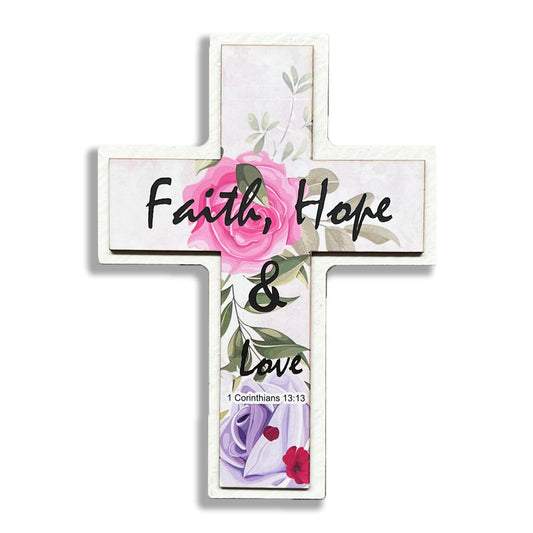 Cross Plaque – Faith Hope and Love - The Christian Gift Company