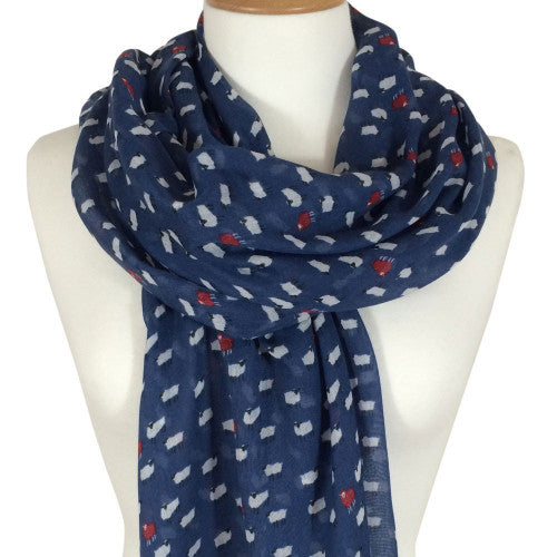 Scarf with Scripture Sheep Navy - The Christian Gift Company