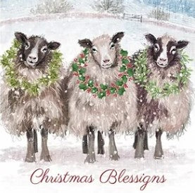 Christmas Blessings Sheep Card - The Christian Gift Company