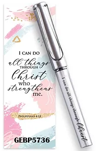 I Can Do All Things Gel Pen & Bookmark - The Christian Gift Company