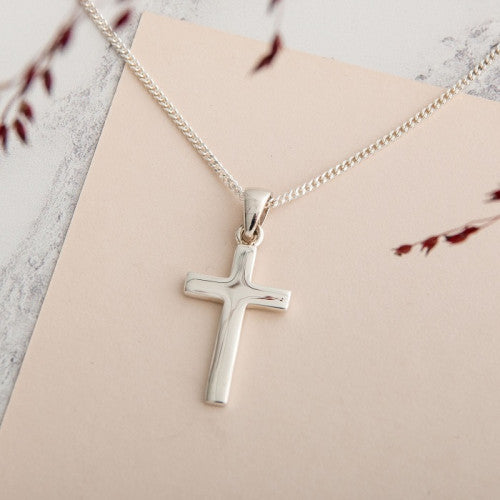 Simple Solid Silver Cross Necklace - The Christian Gift Company
