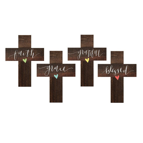 Wooden Calligraphy Mini Cross Blessed - The Christian Gift Company