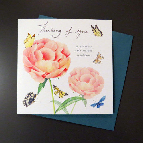 Thinking Of You Card Peonies - The Christian Gift Company