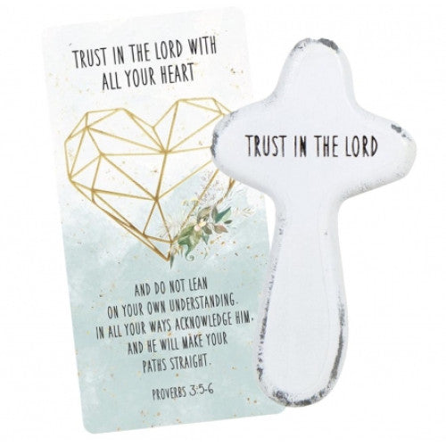 Trust In The Lord Holding Cross and Card - The Christian Gift Company