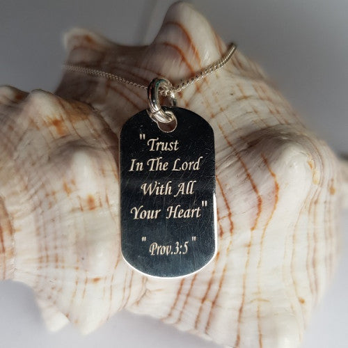 Trust In the Lord Silver Dog Tag Necklace - The Christian Gift Company