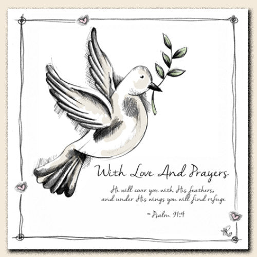 Tracey Russell Love & Prayers Dove Card - The Christian Gift Company