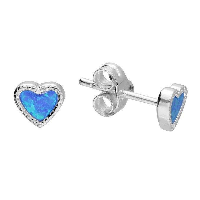 Opal heart - Sterling Silver Earring - The Christian Gift Company