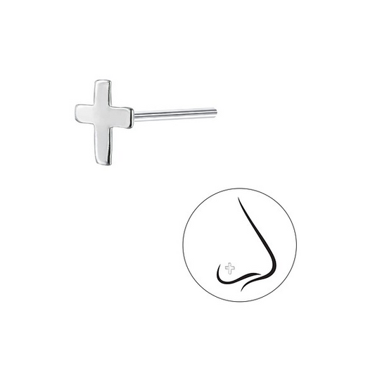 Sterling Silver Cross Nose Stud - The Christian Gift Company