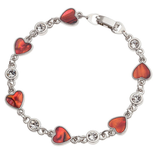 Red Paua shell heart bracelet - The Christian Gift Company