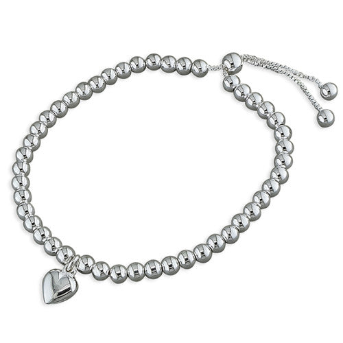 Silver Slider Bracelet With Heart Charm - The Christian Gift Company