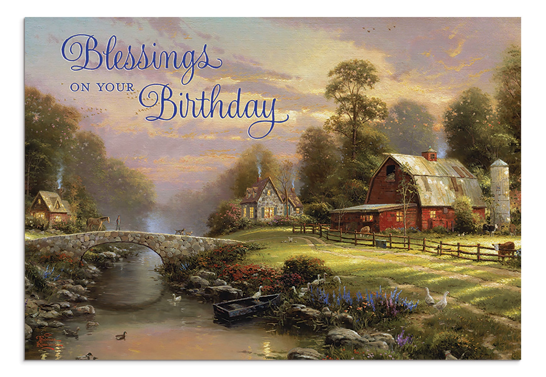 Thomas Kinkade - Birthday - Birthday Blessings - 12 Boxed Cards, KJV - The Christian Gift Company