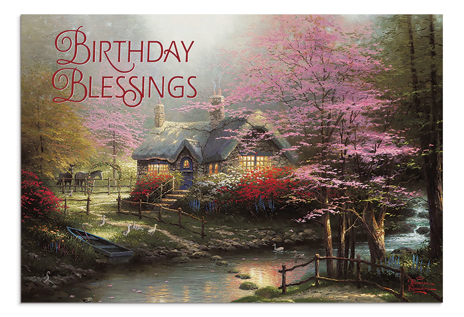 Thomas Kinkade - Birthday - Birthday Blessings - 12 Boxed Cards, KJV - The Christian Gift Company