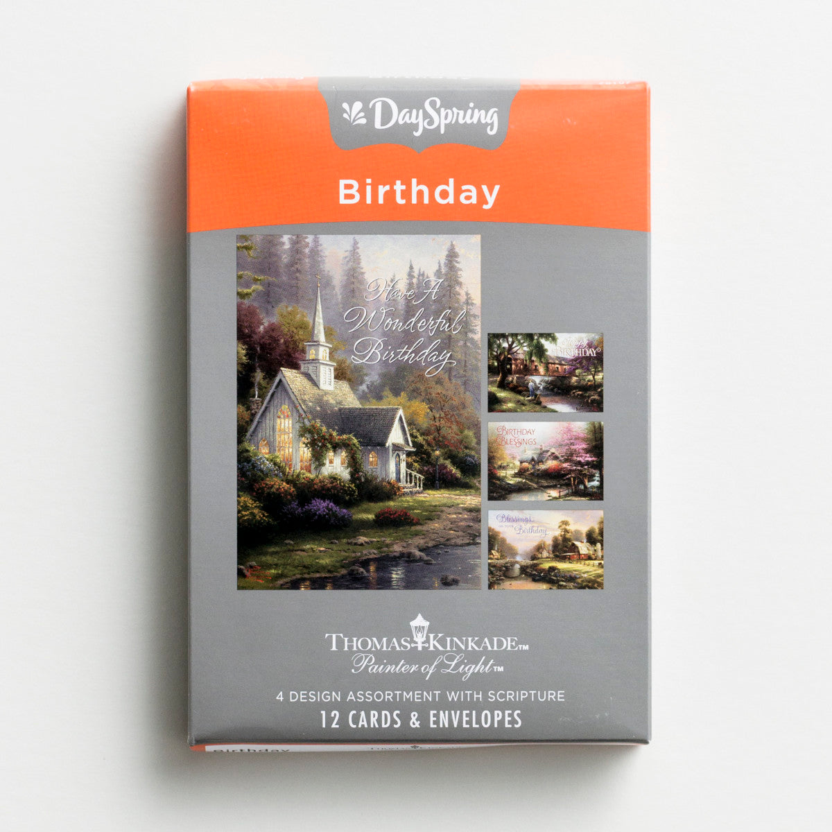 Thomas Kinkade - Birthday - Birthday Blessings - 12 Boxed Cards, KJV - The Christian Gift Company