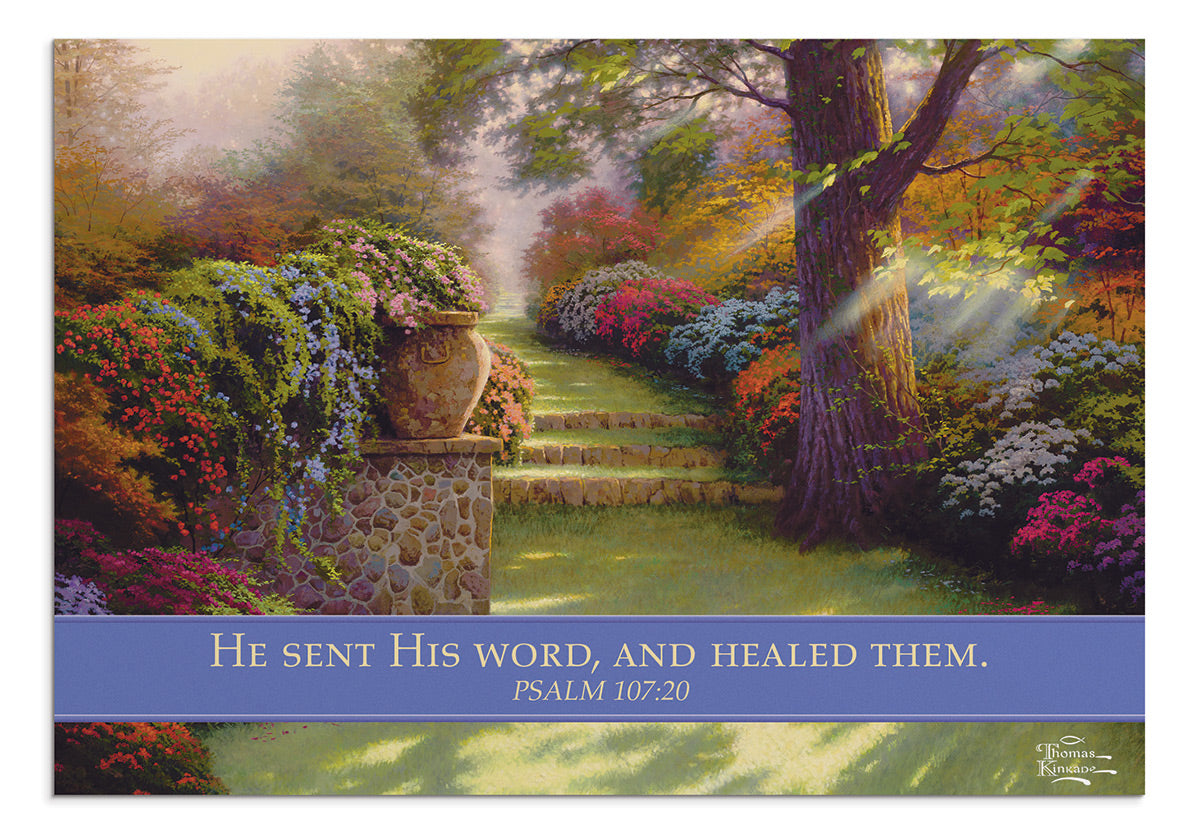 Thomas Kinkade - Get Well - Garden - 12 Boxed Cards - KJV - The Christian Gift Company