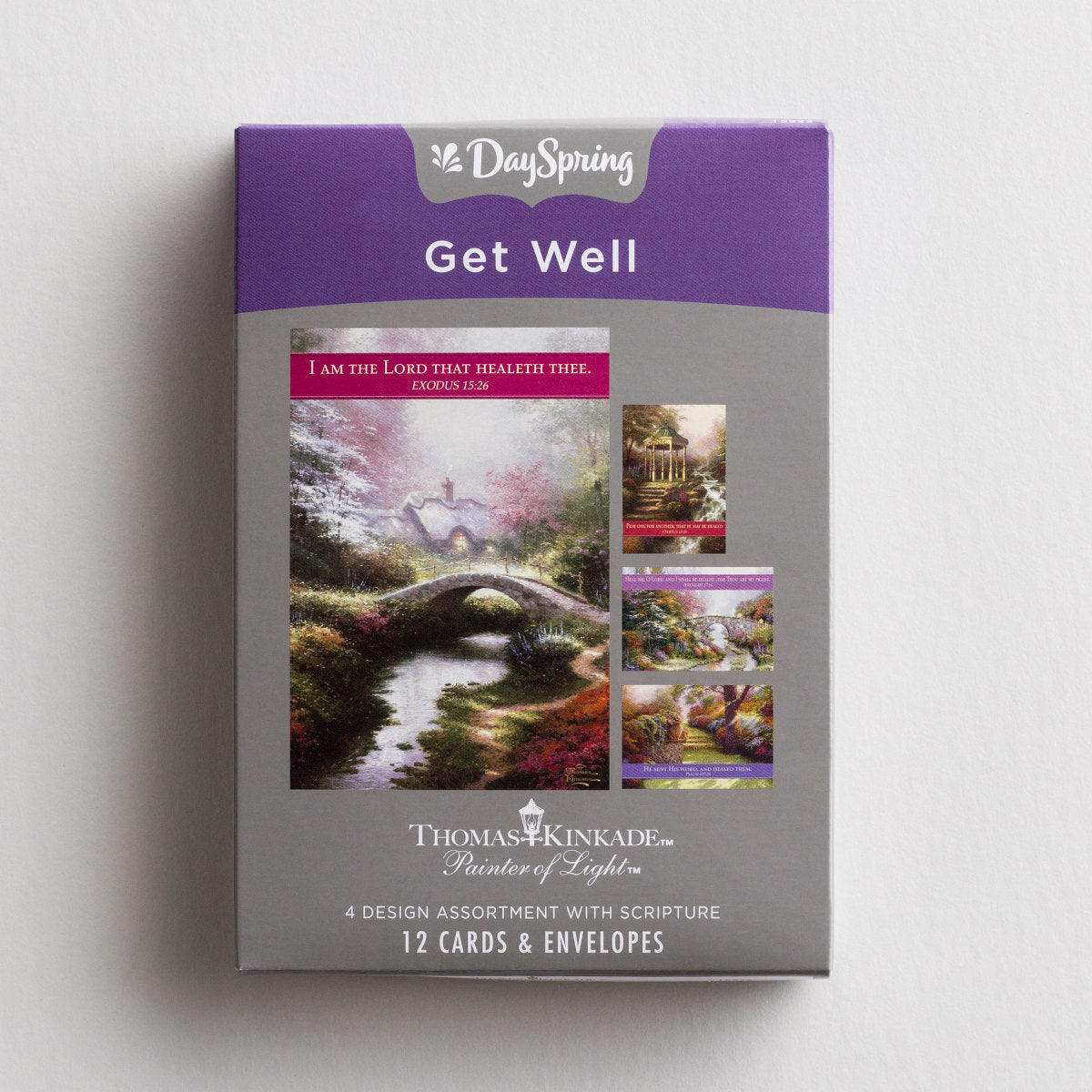 Thomas Kinkade - Get Well - Garden - 12 Boxed Cards - KJV - The Christian Gift Company