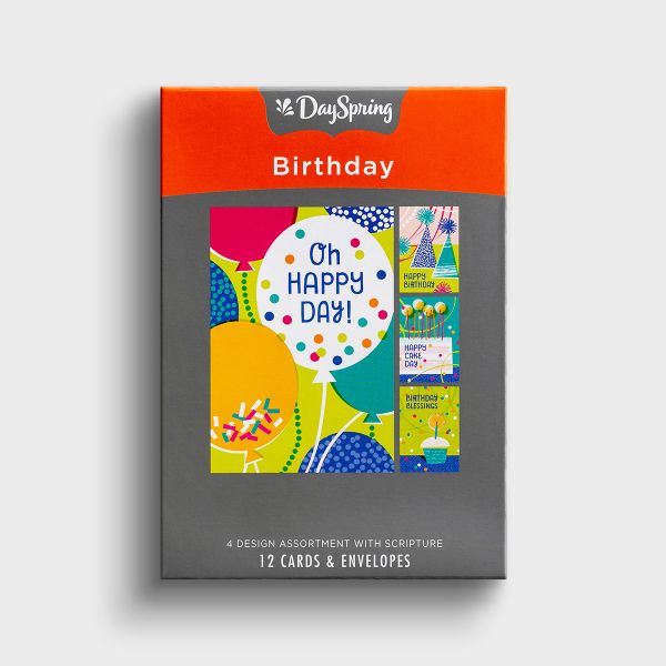 Birthday - Oh Happy Day - 12 Boxed Cards - The Christian Gift Company