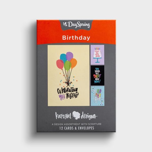 Katygirl - Birthday - Celebrating You - 12 Boxed Cards - The Christian Gift Company