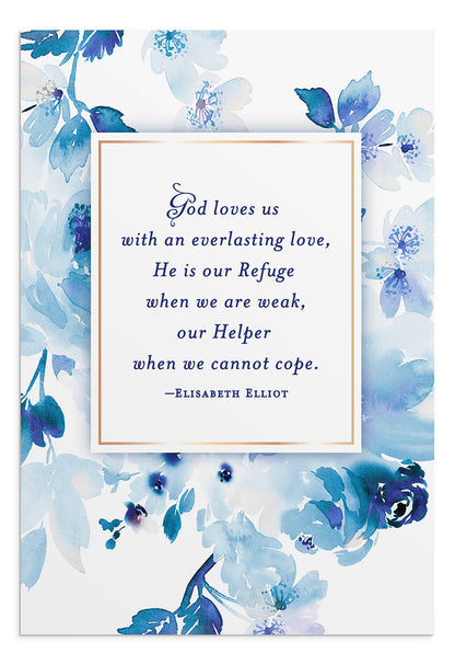 Elisabeth Elliot - Encourage - Blue Florals - 12 Boxed Cards - The Christian Gift Company