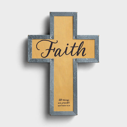 Faith - Wood & Metal Cross - The Christian Gift Company