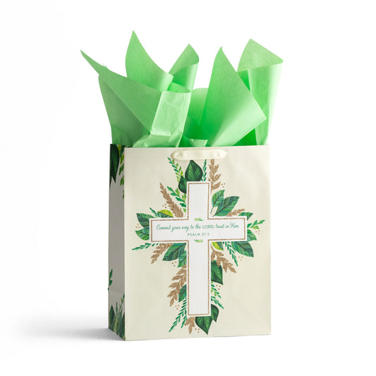 Commit Your Way to the Lord - Large Gift Bag with Tissue - The Christian Gift Company