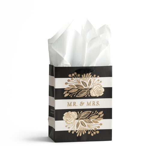 Wedding - Mr. & Mrs. - Medium Gift Bag with Tissue - The Christian Gift Company