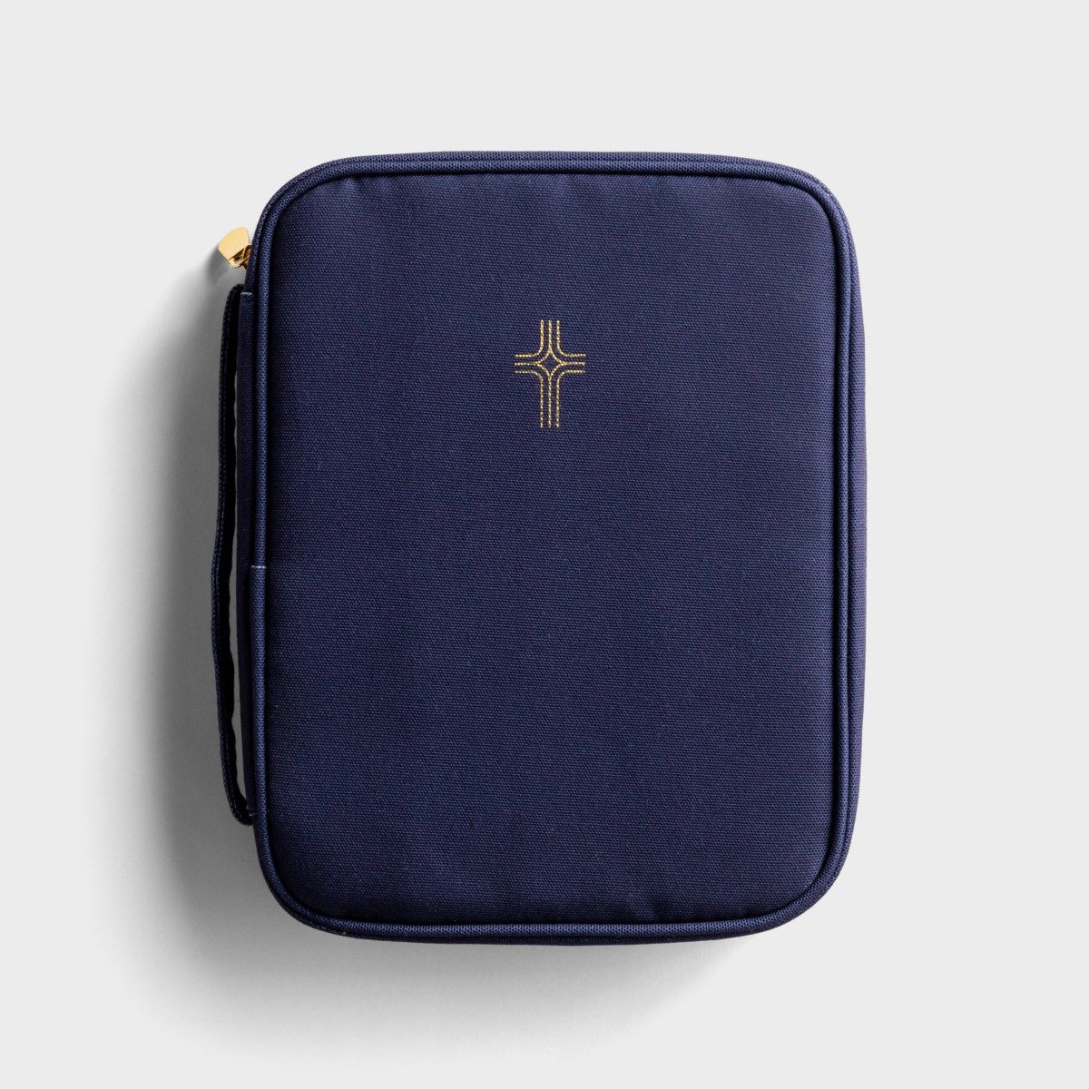 Gold Cross - Navy Canvas Bible Cover - The Christian Gift Company