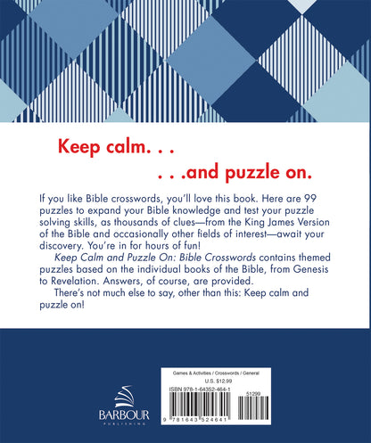 Keep Calm and Puzzle On: Bible Crosswords - The Christian Gift Company