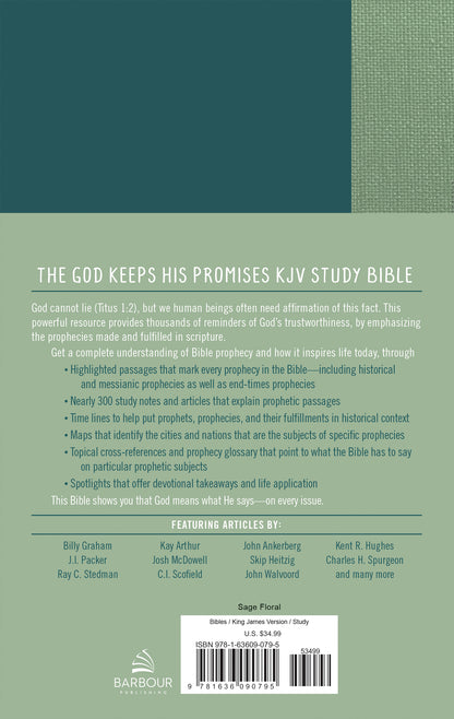 God Keeps His Promises KJV Study Bible [Sage Floral] - The Christian Gift Company