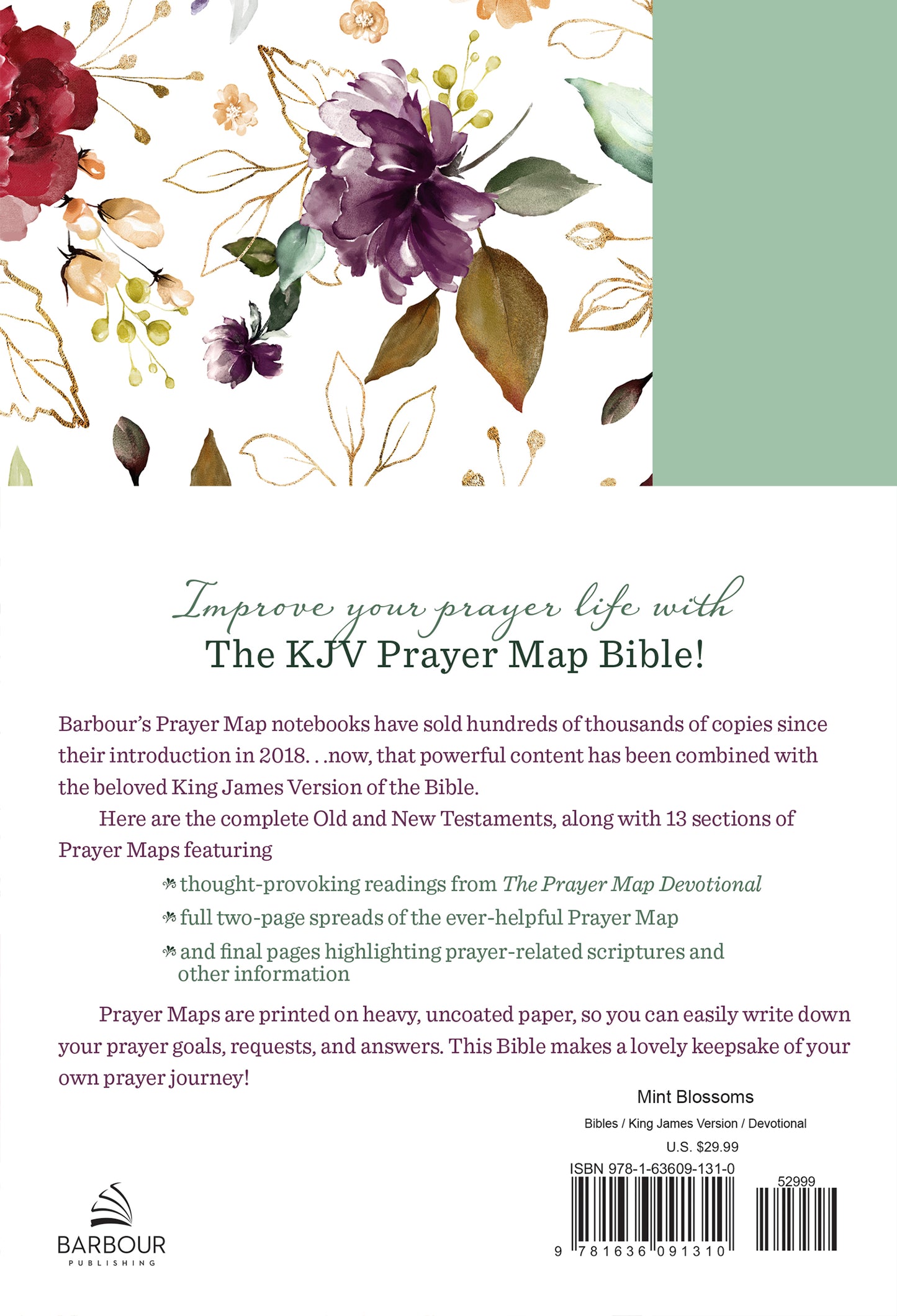 The KJV Prayer Map® Bible [Mint Blossoms] - The Christian Gift Company