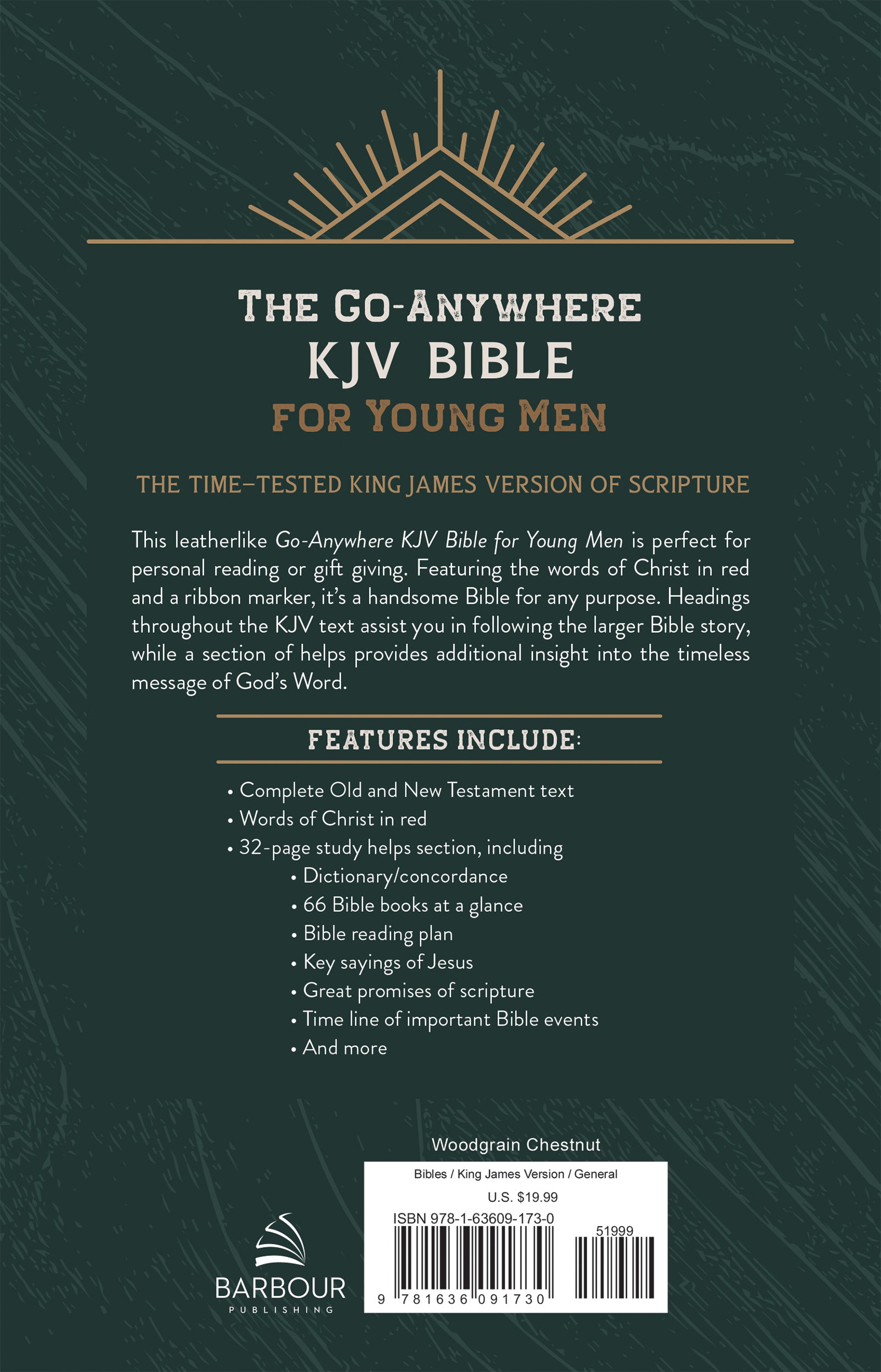 The Go-Anywhere KJV Bible for Young Men [Woodgrain Chestnut] - The Christian Gift Company