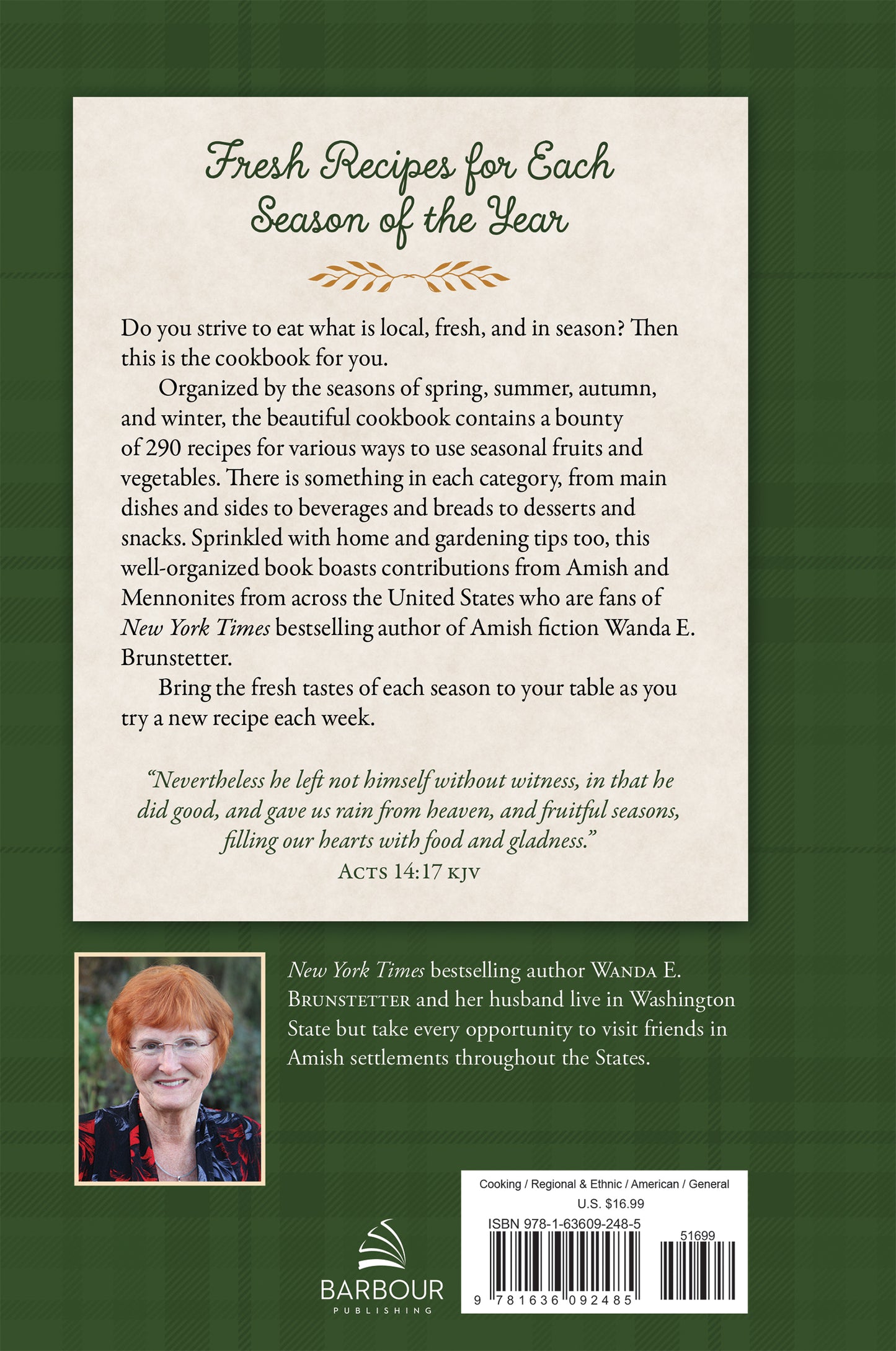 Wanda E. Brunstetter's Amish Friends 4 Seasons Cookbook - The Christian Gift Company