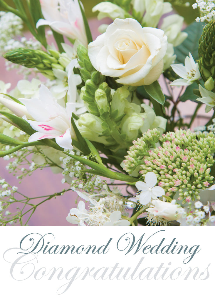 Diamond Anniversary Card - White Roses - The Christian Gift Company