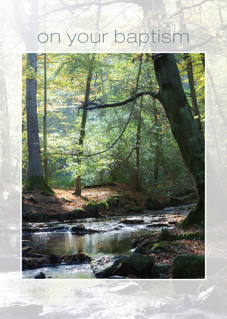 Baptism Card - Woodland Stream - The Christian Gift Company