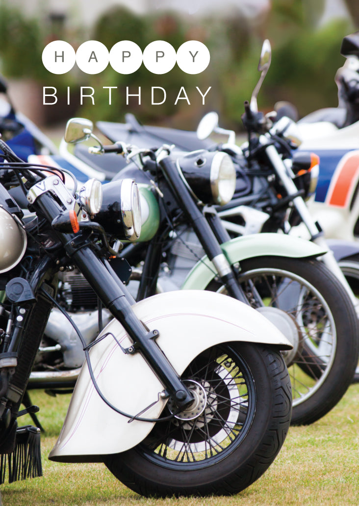 Birthday Card - Motorbike Line Up - The Christian Gift Company