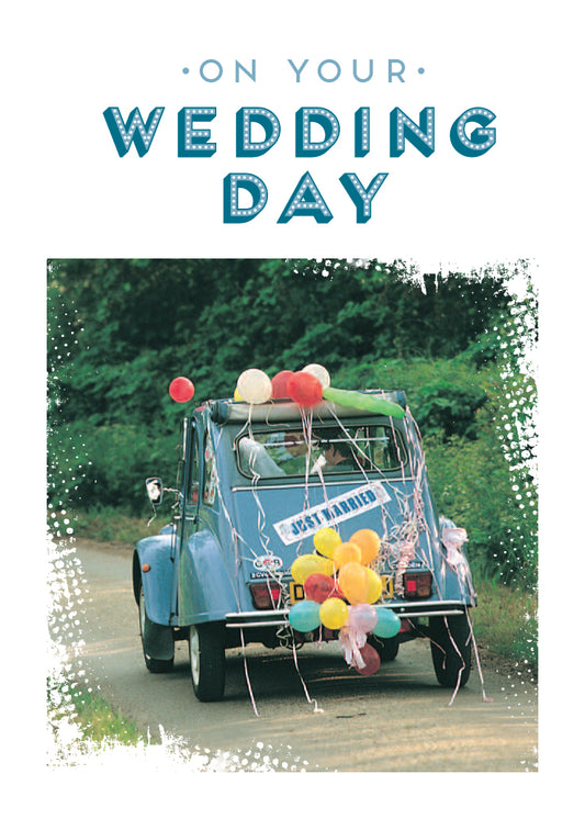Wedding Day Card - 2CV Wedding Car - The Christian Gift Company