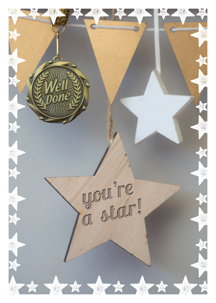 Congratulations Card - Medal And Stars - The Christian Gift Company