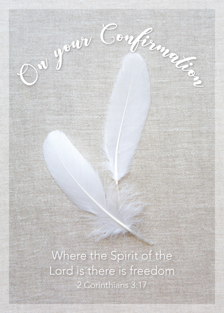 Confirmation Card - White Feathers - The Christian Gift Company