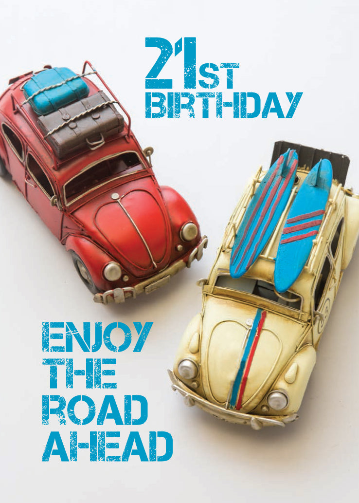 Age 21 Card - Vintage Model Cars - The Christian Gift Company
