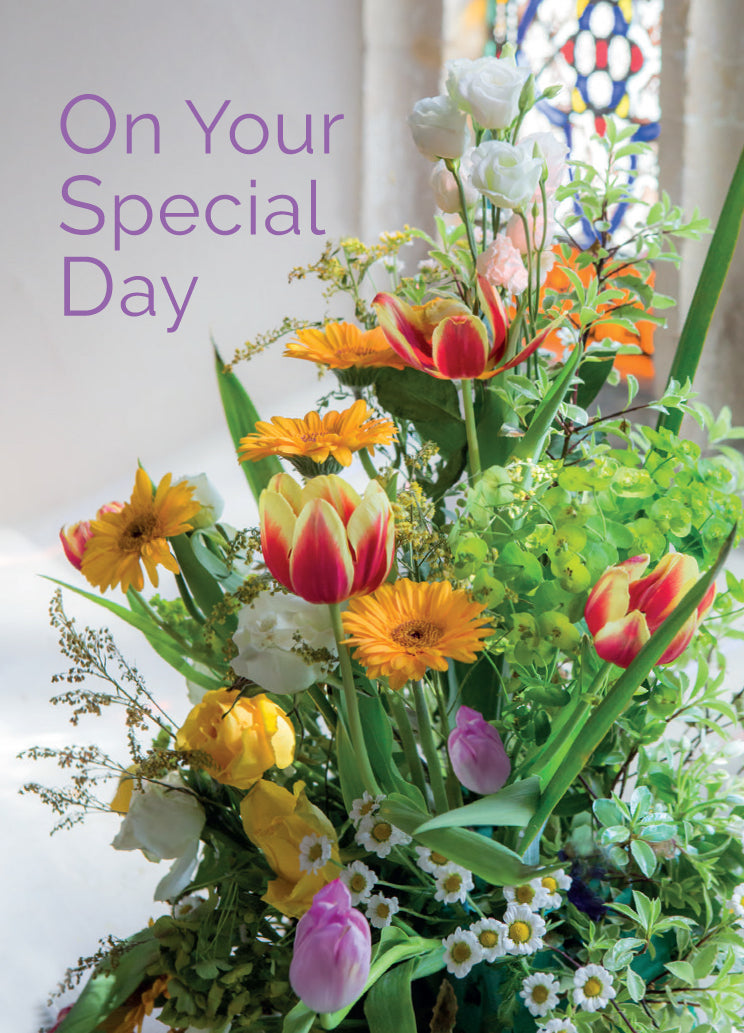 Special Day Card - Flowers/Church Window - The Christian Gift Company