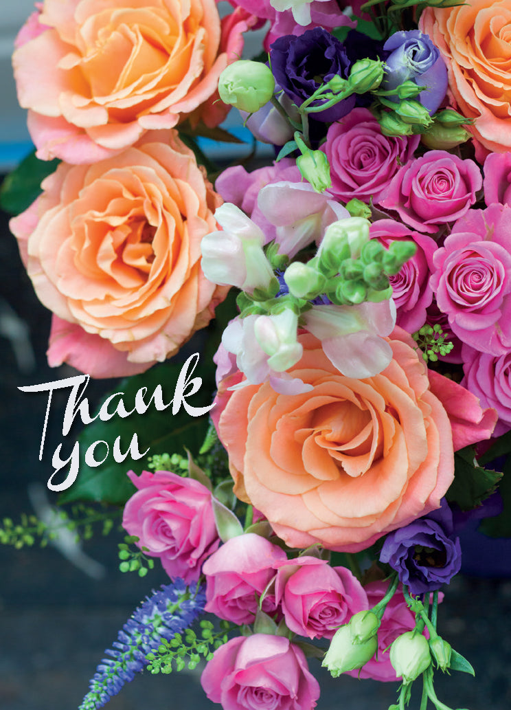 Thank You Card - Bright Rose Bouquet - The Christian Gift Company