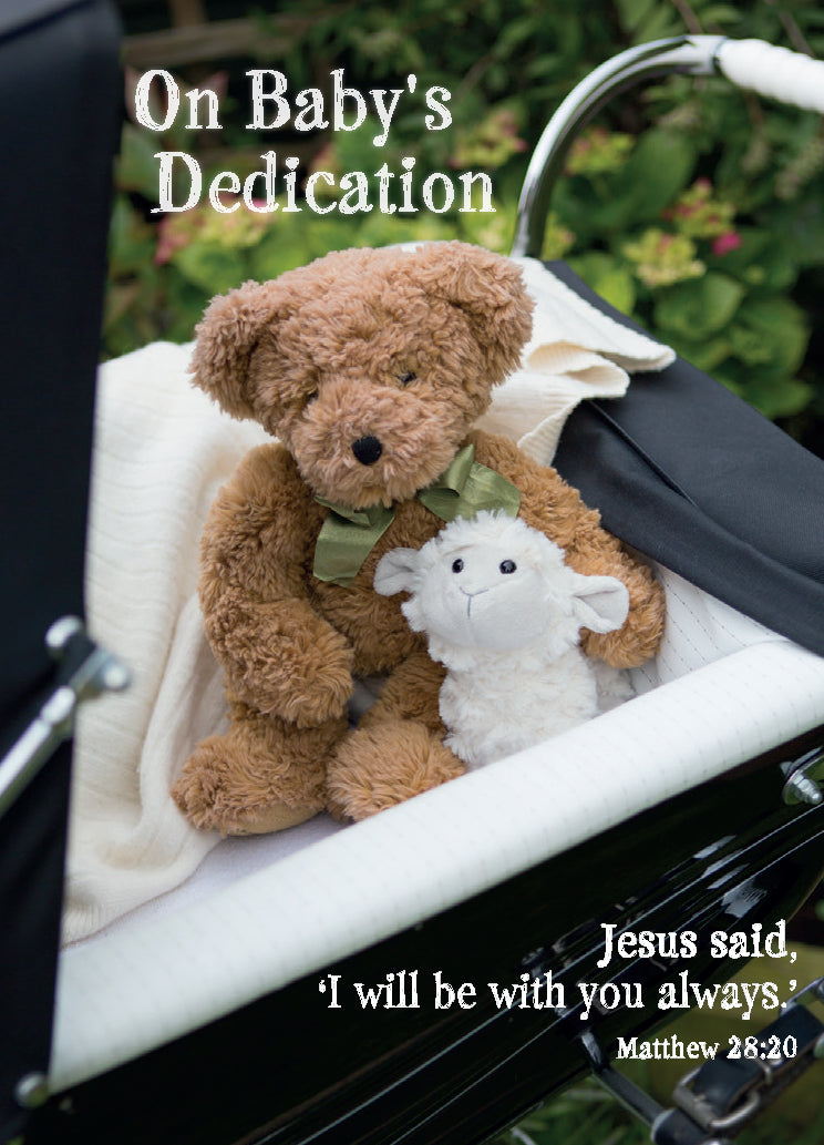 Dedication Card - Soft Toys In Pram - The Christian Gift Company