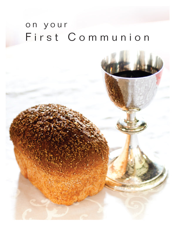 1st Communion Card - Chalice And Bread - The Christian Gift Company