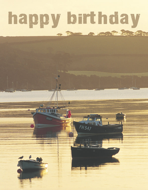 Birthday Card - Fishing Boats/Sunrise - The Christian Gift Company