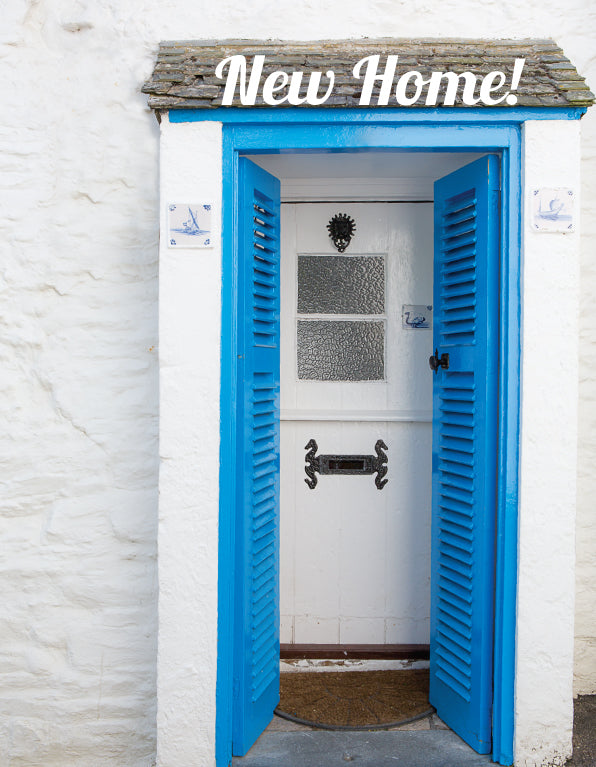 New Home Card - Blue Cottage Door - The Christian Gift Company