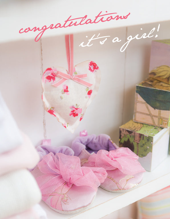 Baby Girl Card - Nursery Shelves Pink - The Christian Gift Company