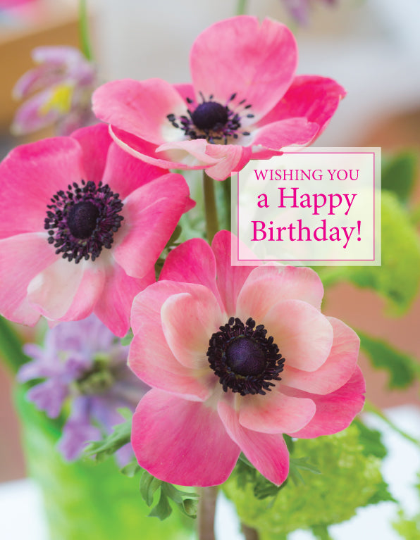 Birthday Card - Pink Anemones - The Christian Gift Company